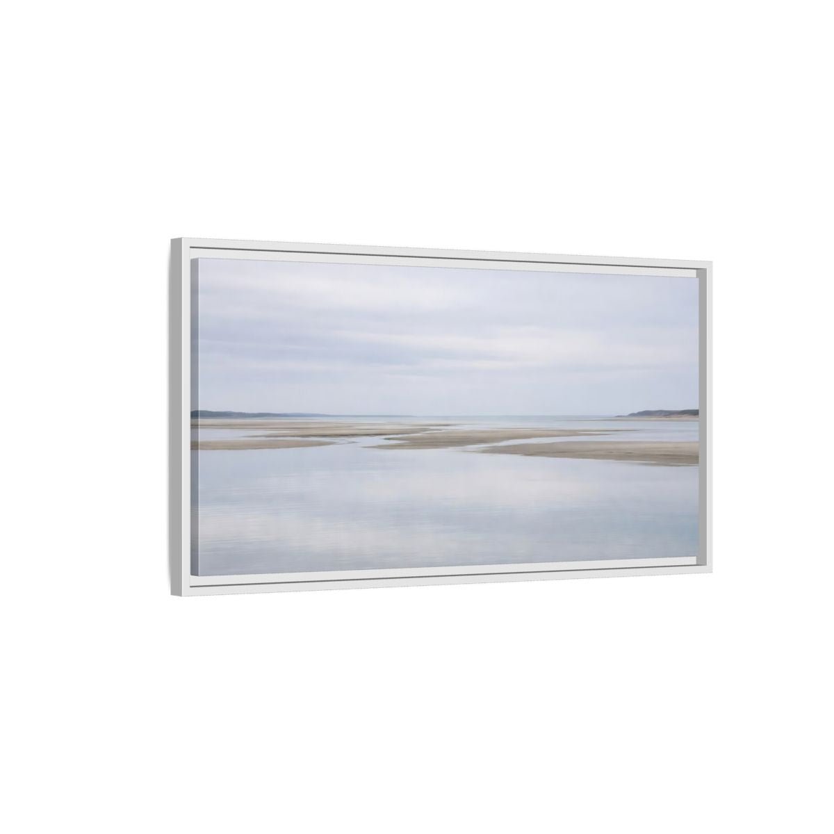 Landscape Nature Tidal Flats Muted Blue - Framed Canvas Wall Art Print - YesArtYes