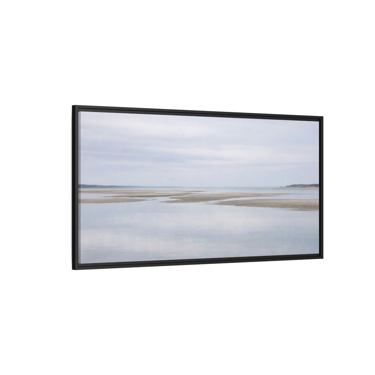 Landscape Nature Tidal Flats Muted Blue - Framed Canvas Wall Art Print - YesArtYes