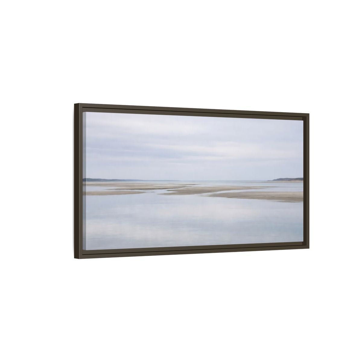 Landscape Nature Tidal Flats Muted Blue - Framed Canvas Wall Art Print - YesArtYes