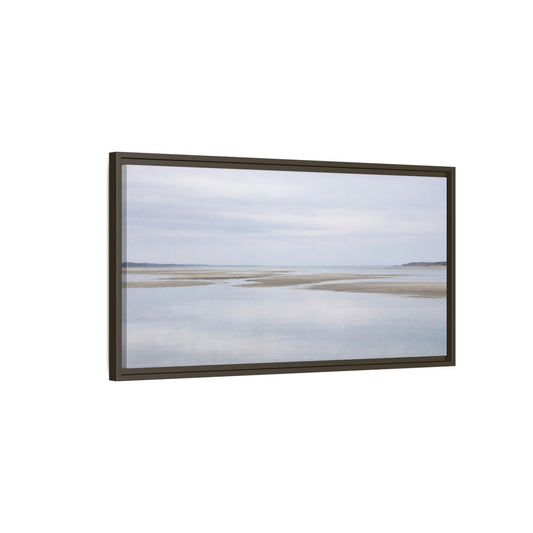 Landscape Nature Tidal Flats Muted Blue - Framed Canvas Wall Art Print - YesArtYes
