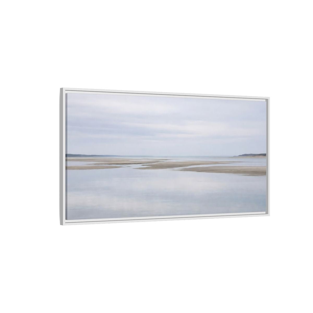 Landscape Nature Tidal Flats Muted Blue - Framed Canvas Wall Art Print - YesArtYes