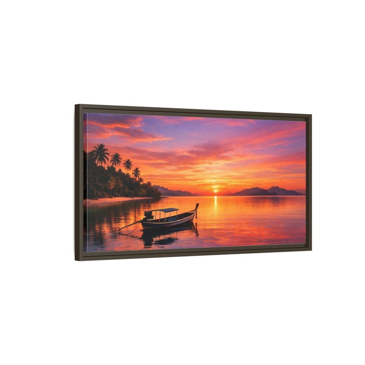 Landscape Nature Tropical Sunset Vibrant - Framed Canvas Wall Art Print - YesArtYes