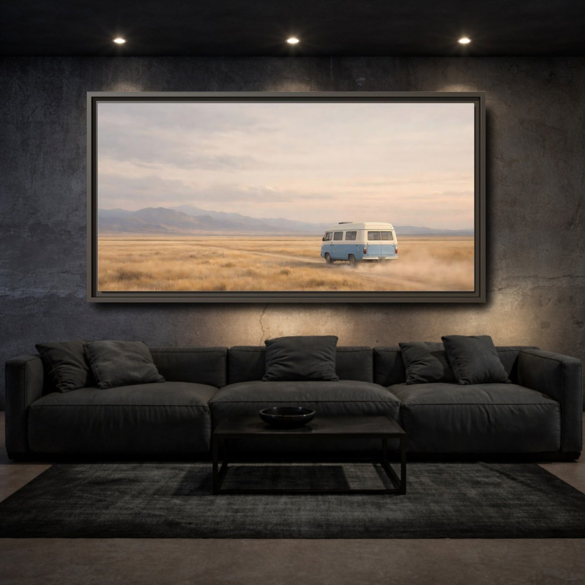 Landscape Nature Van Blue - Framed Canvas Wall Art Print - YesArtYes