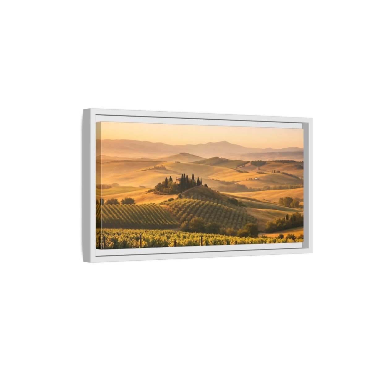 Landscape Nature Vineyard Golden Tuscan - Framed Canvas Wall Art Print - YesArtYes