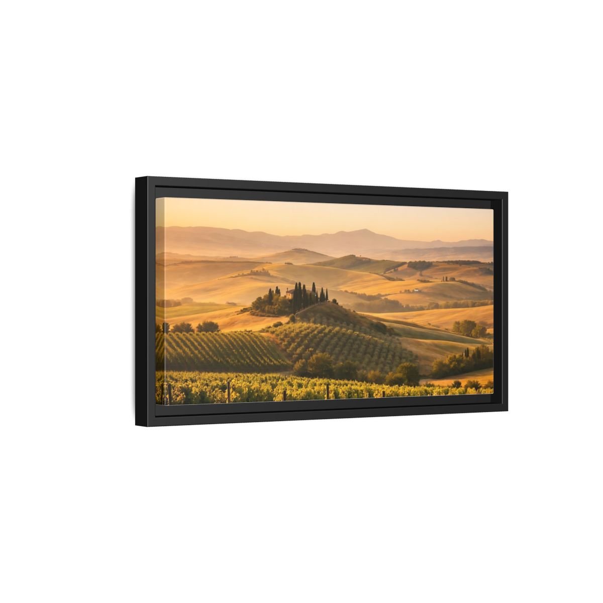 Landscape Nature Vineyard Golden Tuscan - Framed Canvas Wall Art Print - YesArtYes