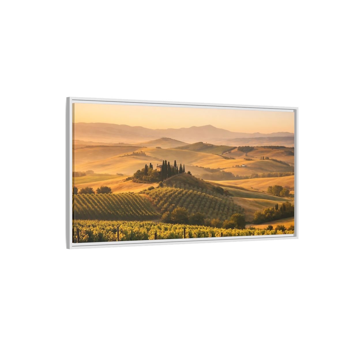 Landscape Nature Vineyard Golden Tuscan - Framed Canvas Wall Art Print - YesArtYes