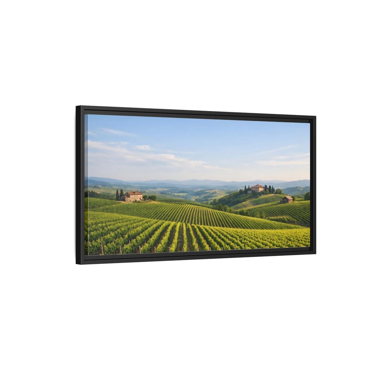Landscape Nature Vineyard Green - Framed Canvas Wall Art Print - YesArtYes