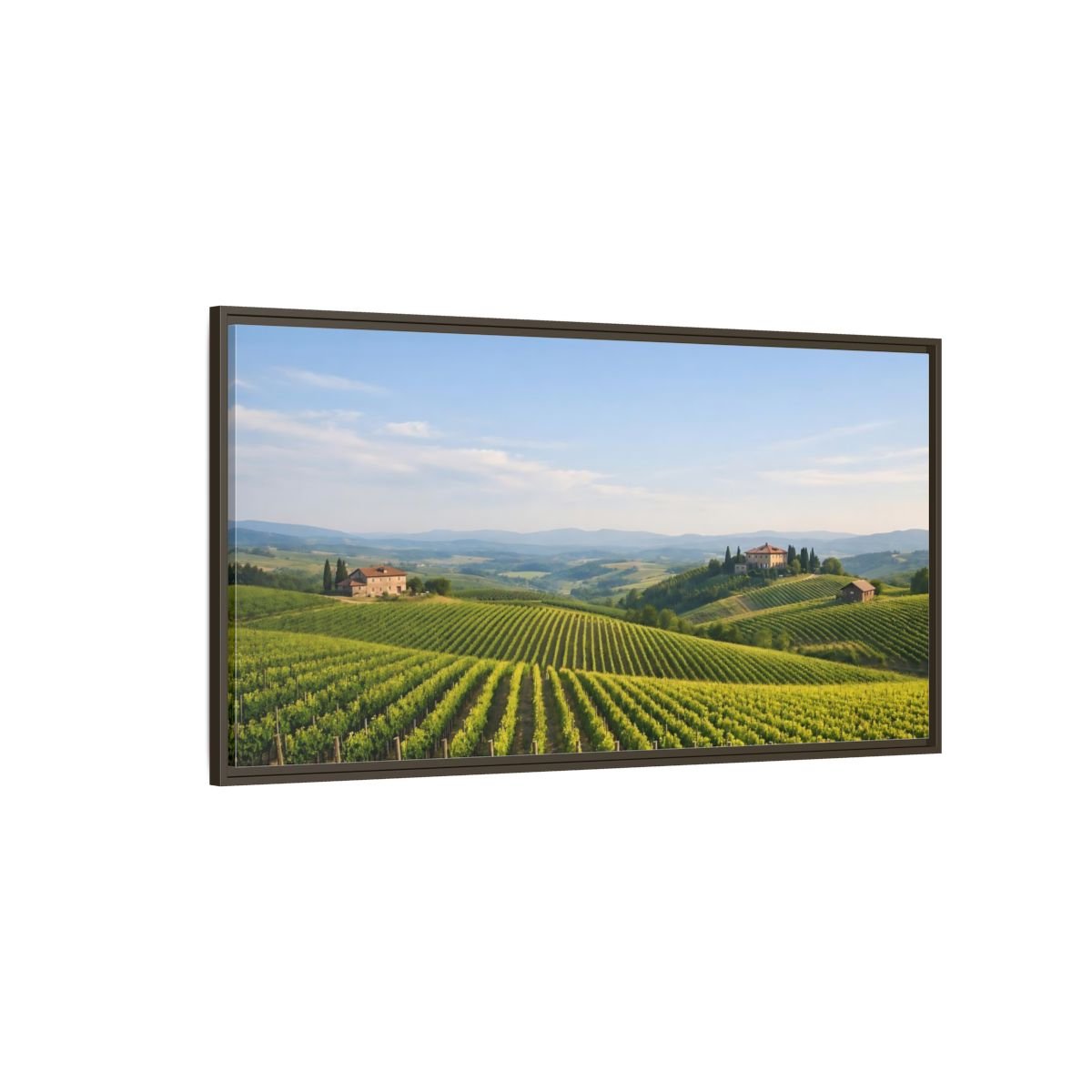 Landscape Nature Vineyard Green - Framed Canvas Wall Art Print - YesArtYes