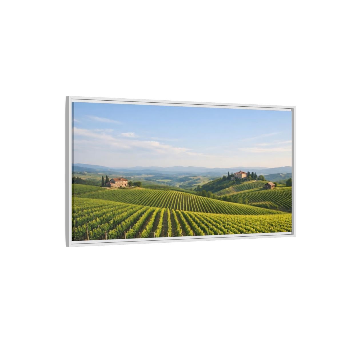 Landscape Nature Vineyard Green - Framed Canvas Wall Art Print - YesArtYes