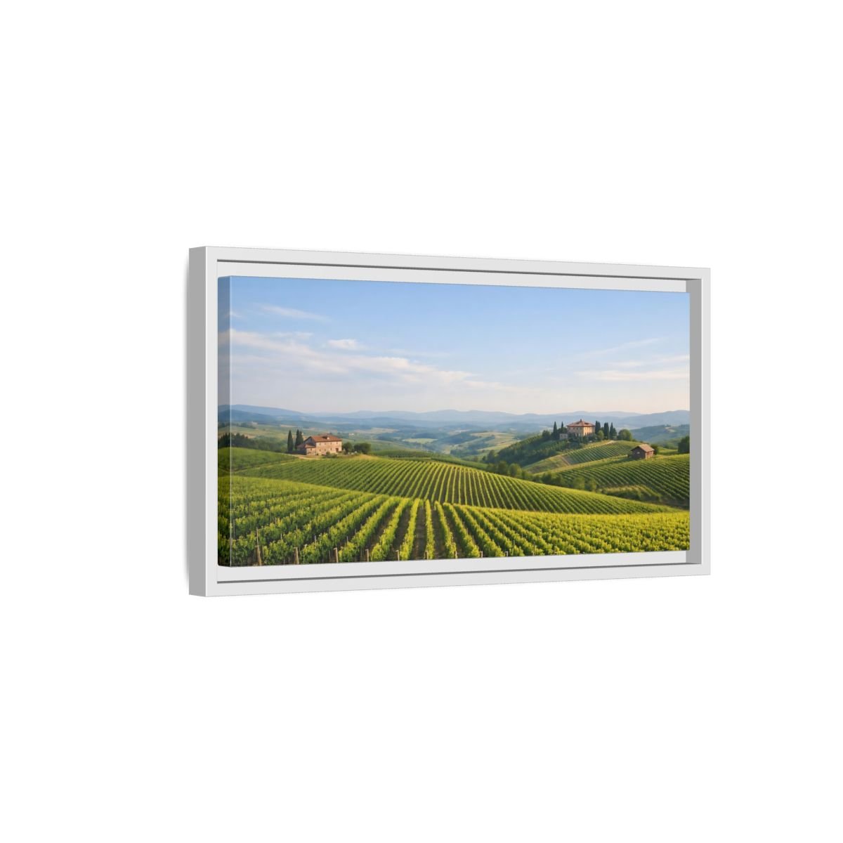Landscape Nature Vineyard Green - Framed Canvas Wall Art Print - YesArtYes