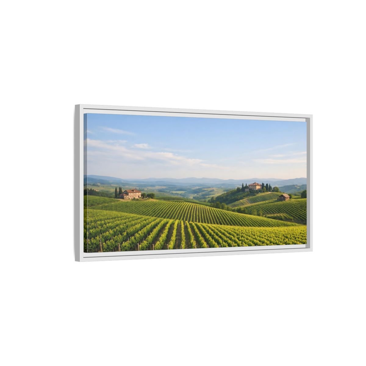 Landscape Nature Vineyard Green - Framed Canvas Wall Art Print - YesArtYes