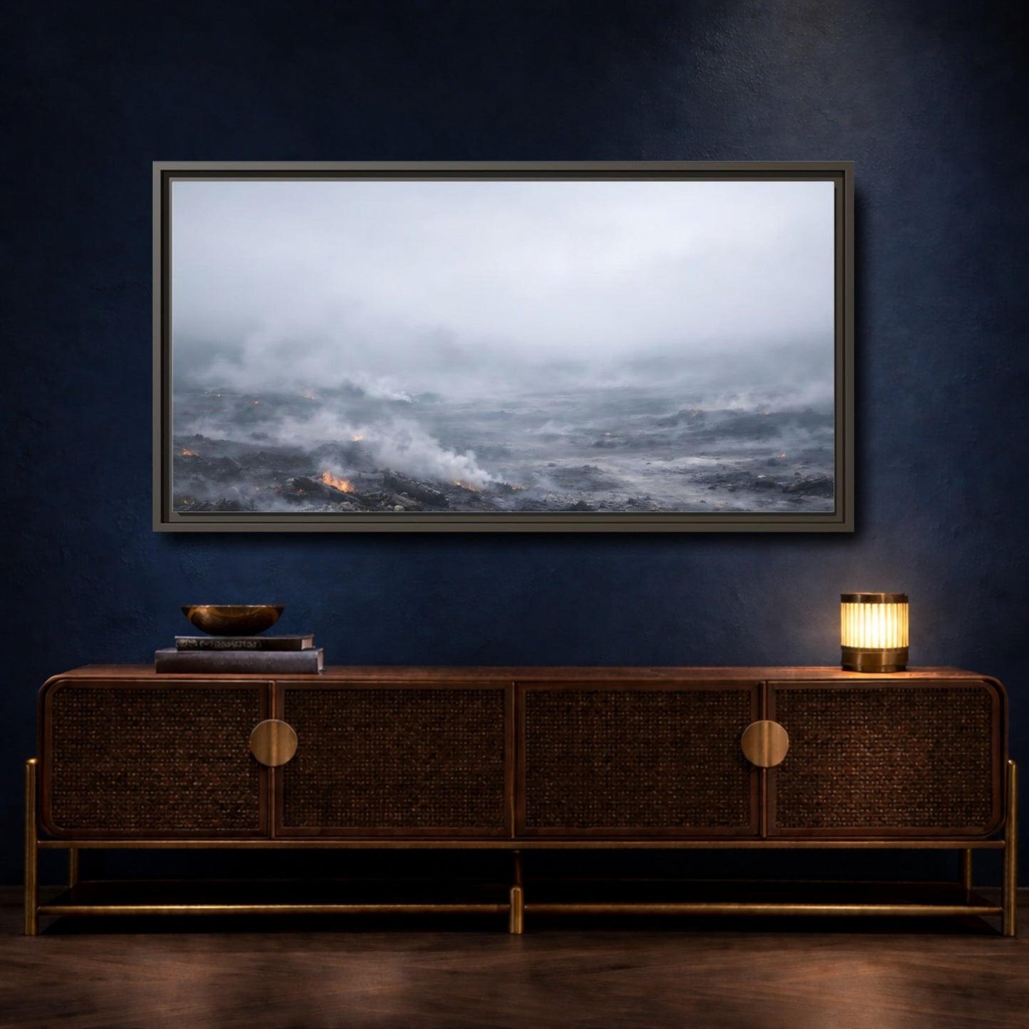 Landscape Nature Volcanic Smoldering - Framed Canvas Wall Art Print - YesArtYes
