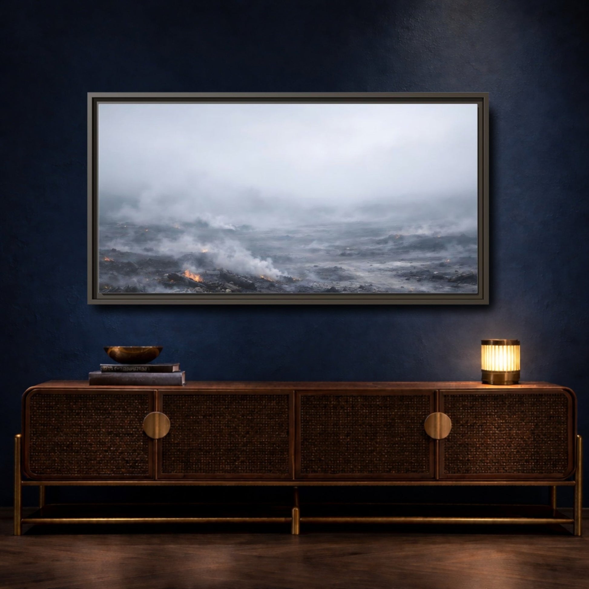 Landscape Nature Volcanic Smoldering - Framed Canvas Wall Art Print - YesArtYes