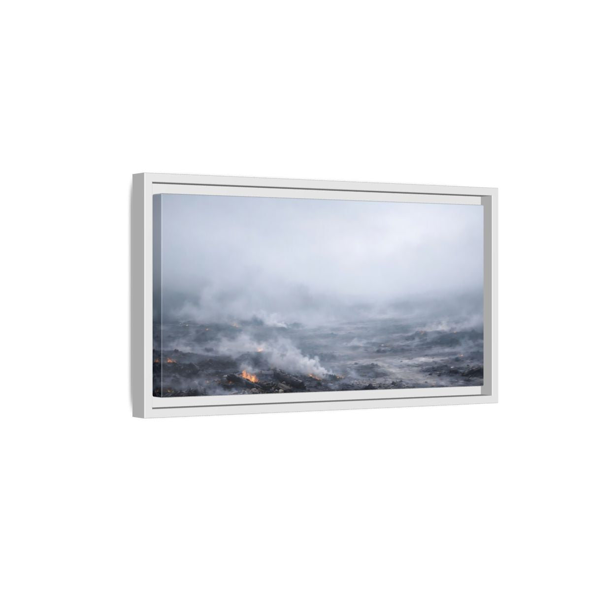Side Mockup 6. Nature Volcanic Landscape Smoldering Landscape shown as stretched canvas wall art