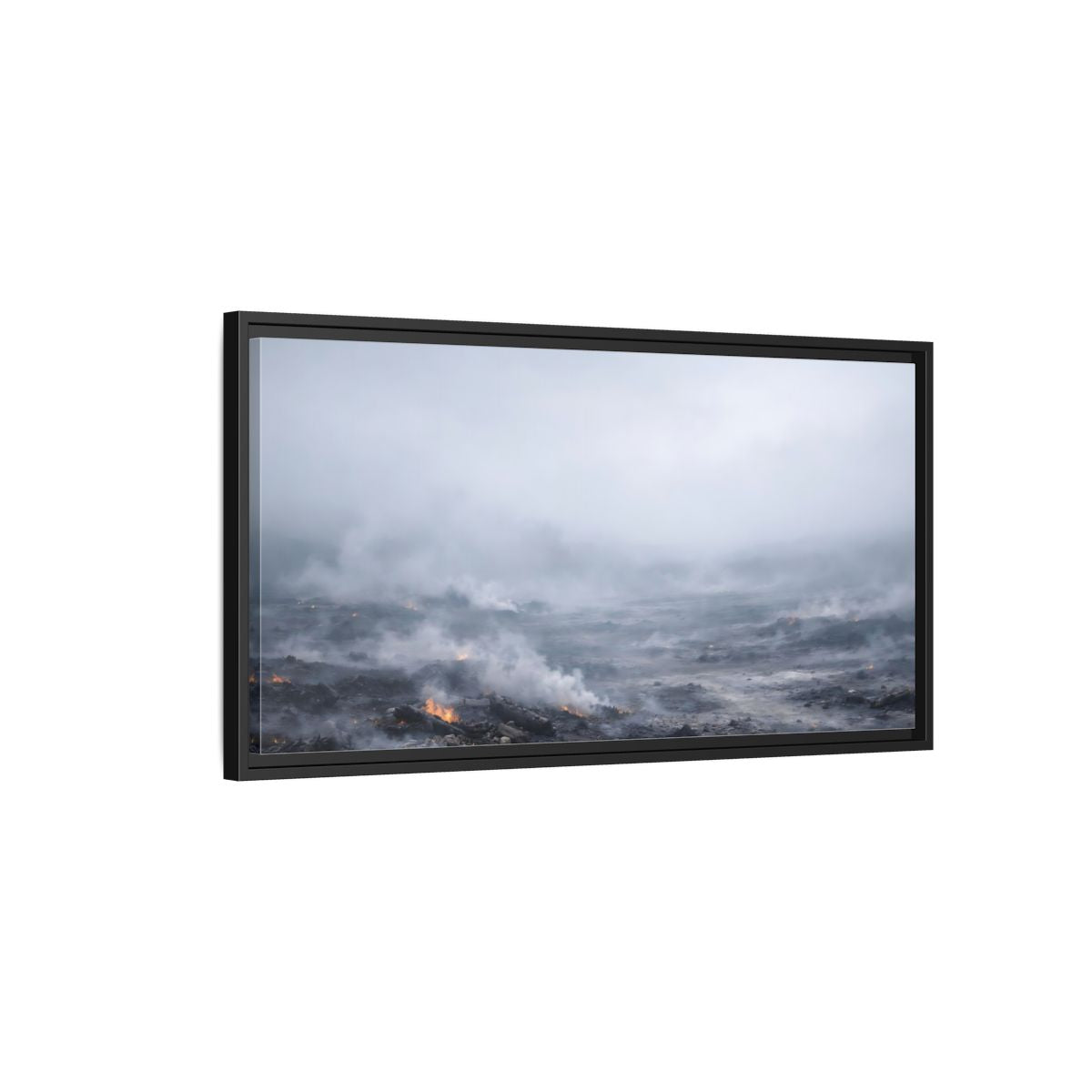 Side Mockup 2. Nature Volcanic Landscape Smoldering Landscape shown as stretched canvas wall art