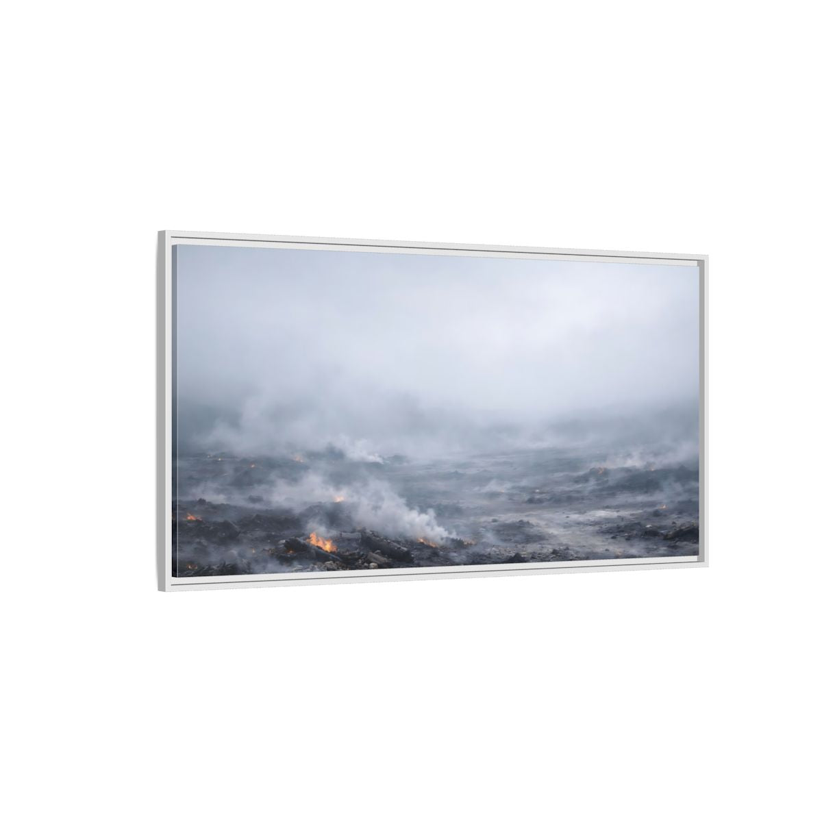 Side Mockup 3. Nature Volcanic Landscape Smoldering Landscape shown as stretched canvas wall art