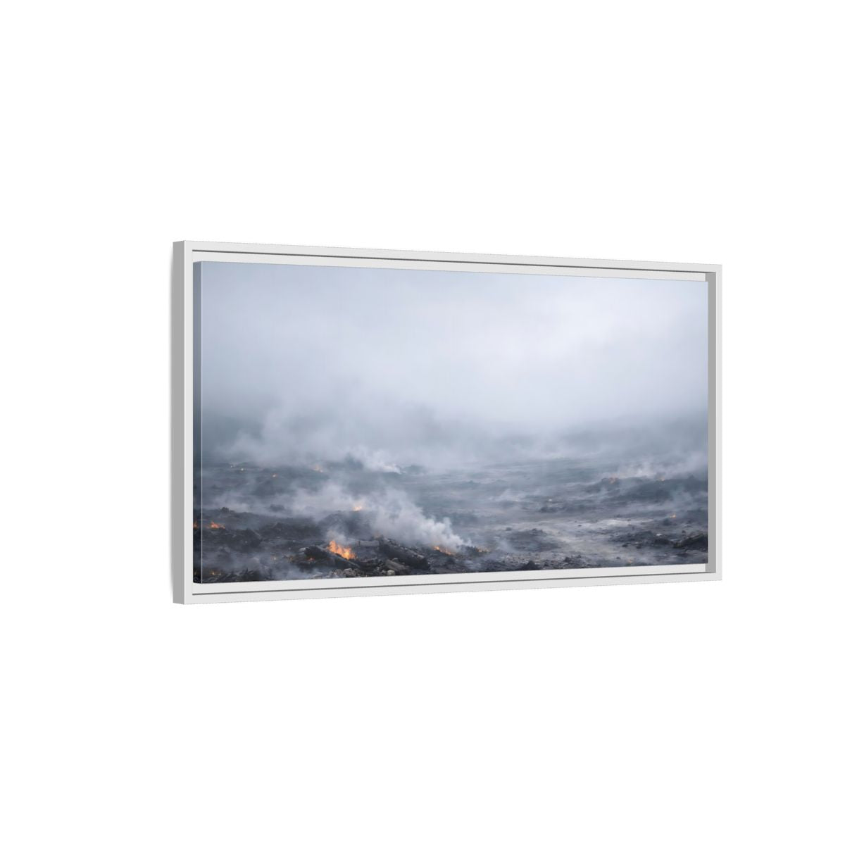 Side Mockup 1. Nature Volcanic Landscape Smoldering Landscape shown as stretched canvas wall art
