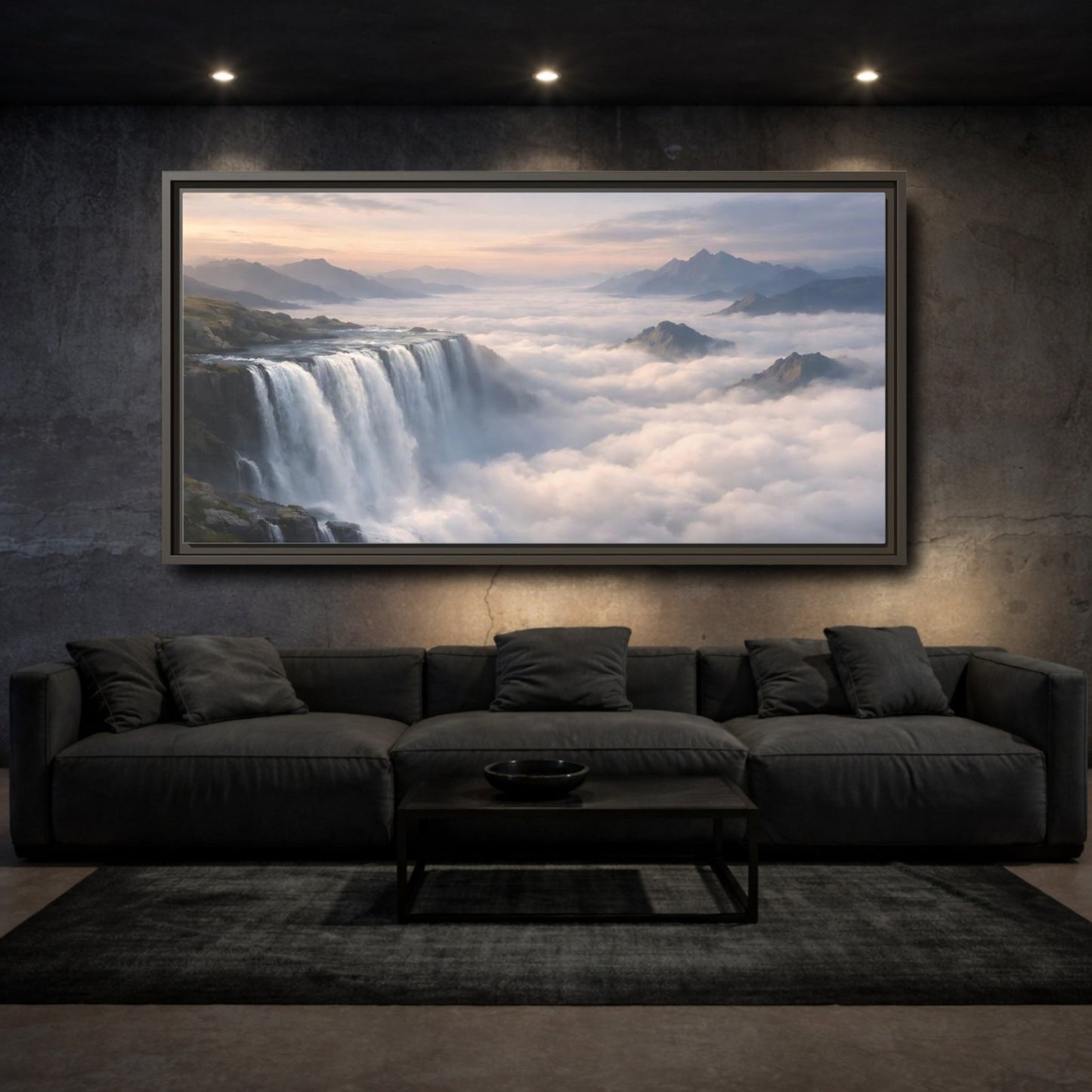 Landscape Nature Waterfall - Framed Canvas Wall Art Print - YesArtYes