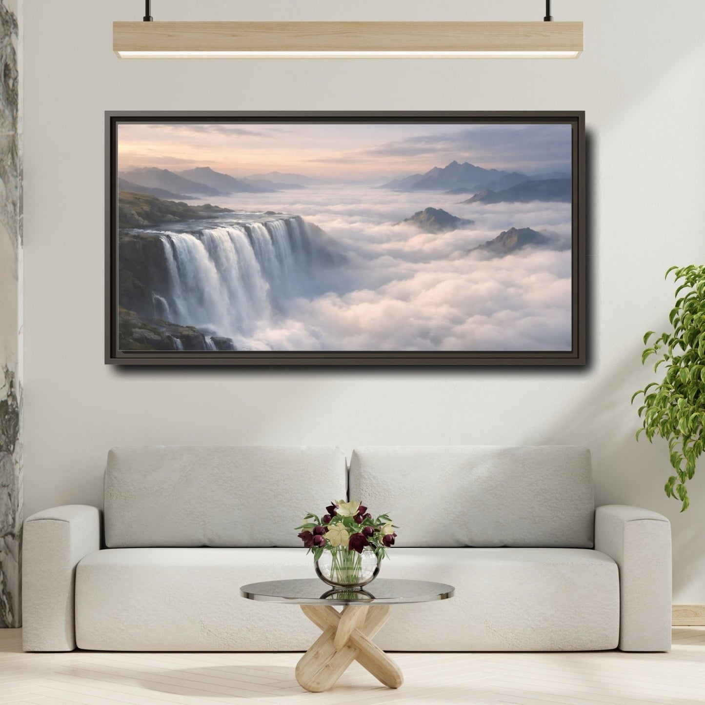 Landscape Nature Waterfall - Framed Canvas Wall Art Print - YesArtYes