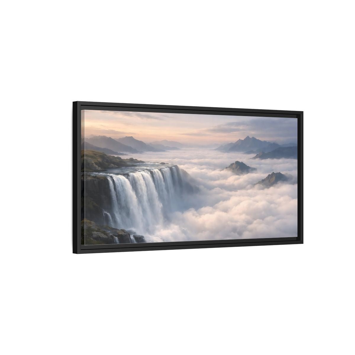 Landscape Nature Waterfall - Framed Canvas Wall Art Print - YesArtYes