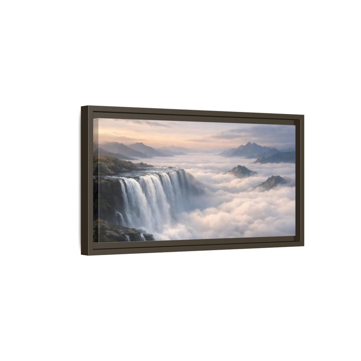 Landscape Nature Waterfall - Framed Canvas Wall Art Print - YesArtYes