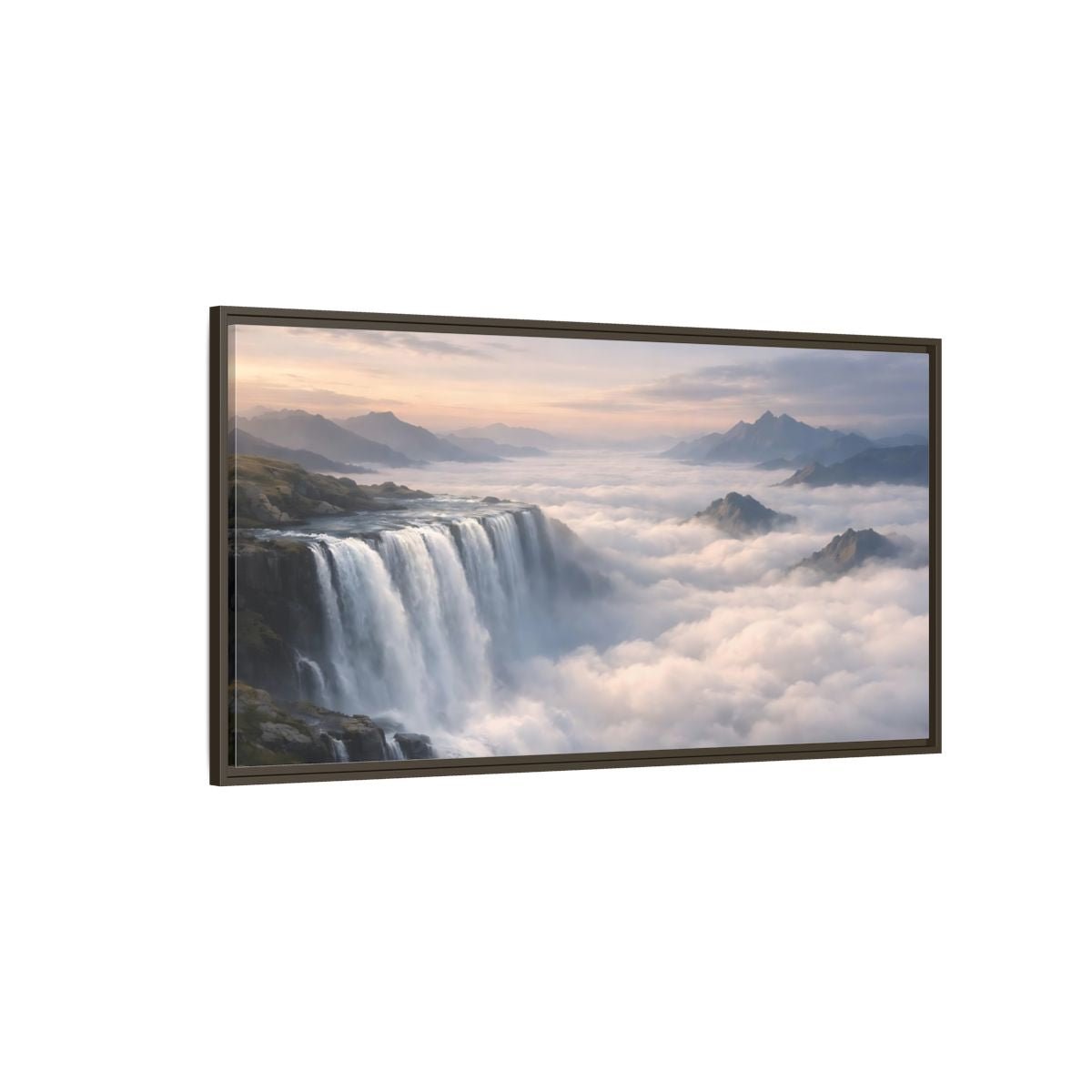 Landscape Nature Waterfall - Framed Canvas Wall Art Print - YesArtYes