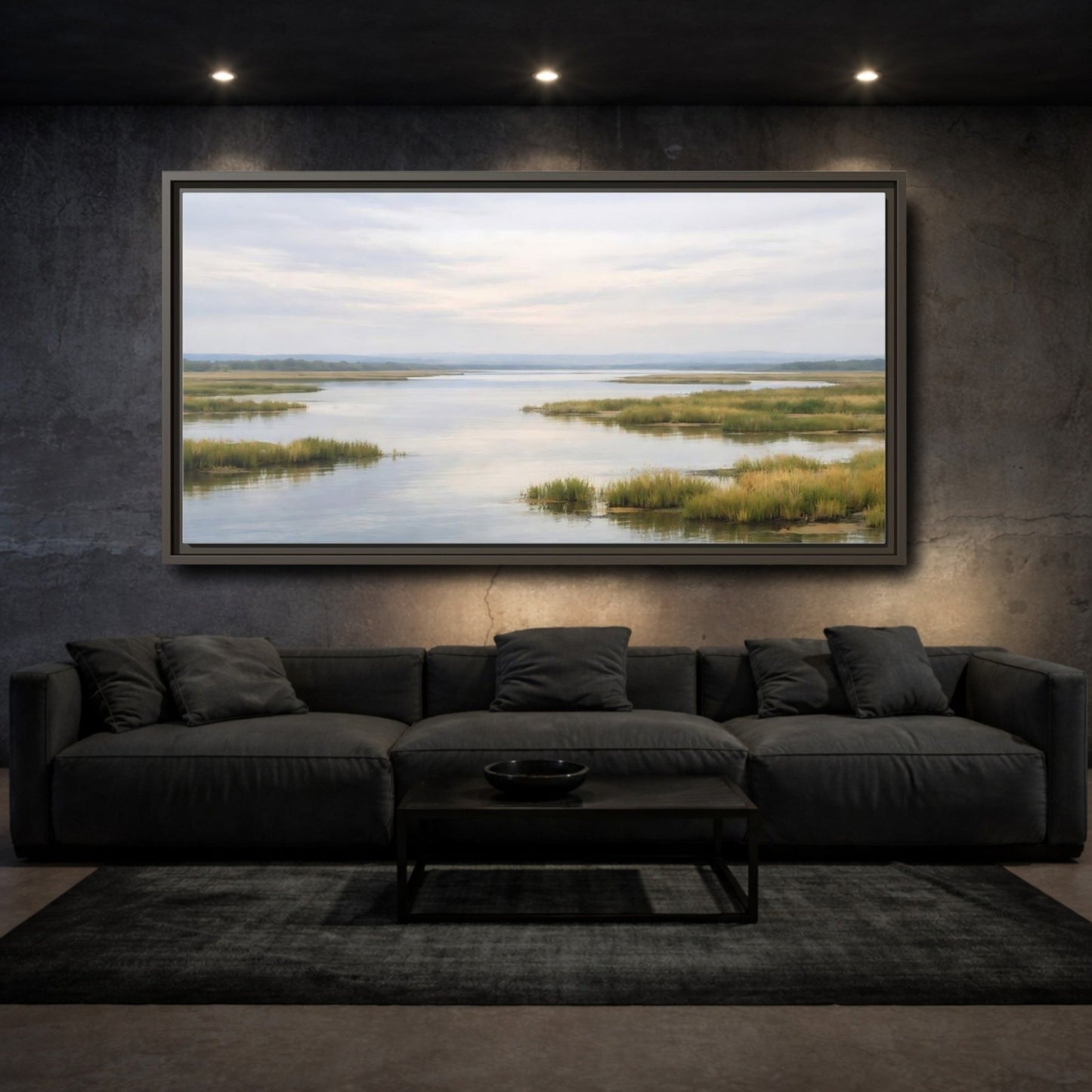Landscape Nature Wetland Muted - Framed Canvas Wall Art Print - YesArtYes