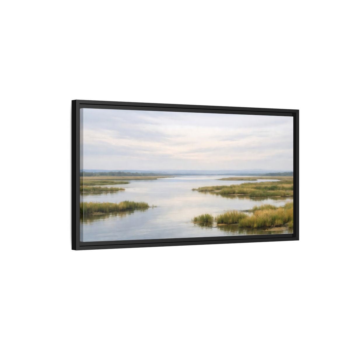 Landscape Nature Wetland Muted - Framed Canvas Wall Art Print - YesArtYes