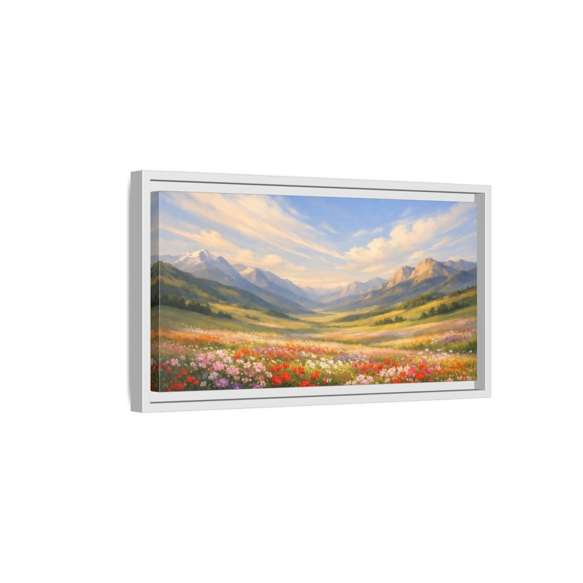 Landscape Nature Wildflower Field Colorful - Framed Canvas Wall Art Print - YesArtYes