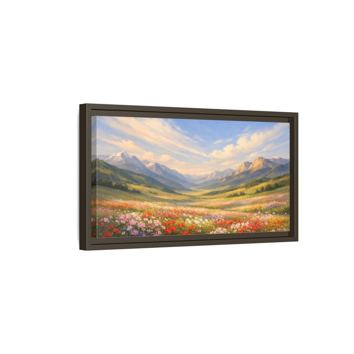Landscape Nature Wildflower Field Colorful - Framed Canvas Wall Art Print - YesArtYes