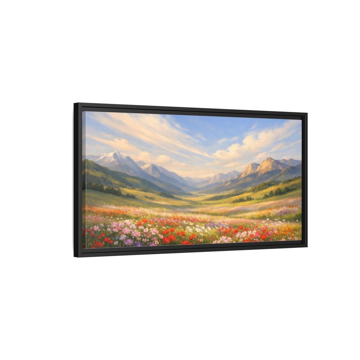 Landscape Nature Wildflower Field Colorful - Framed Canvas Wall Art Print - YesArtYes