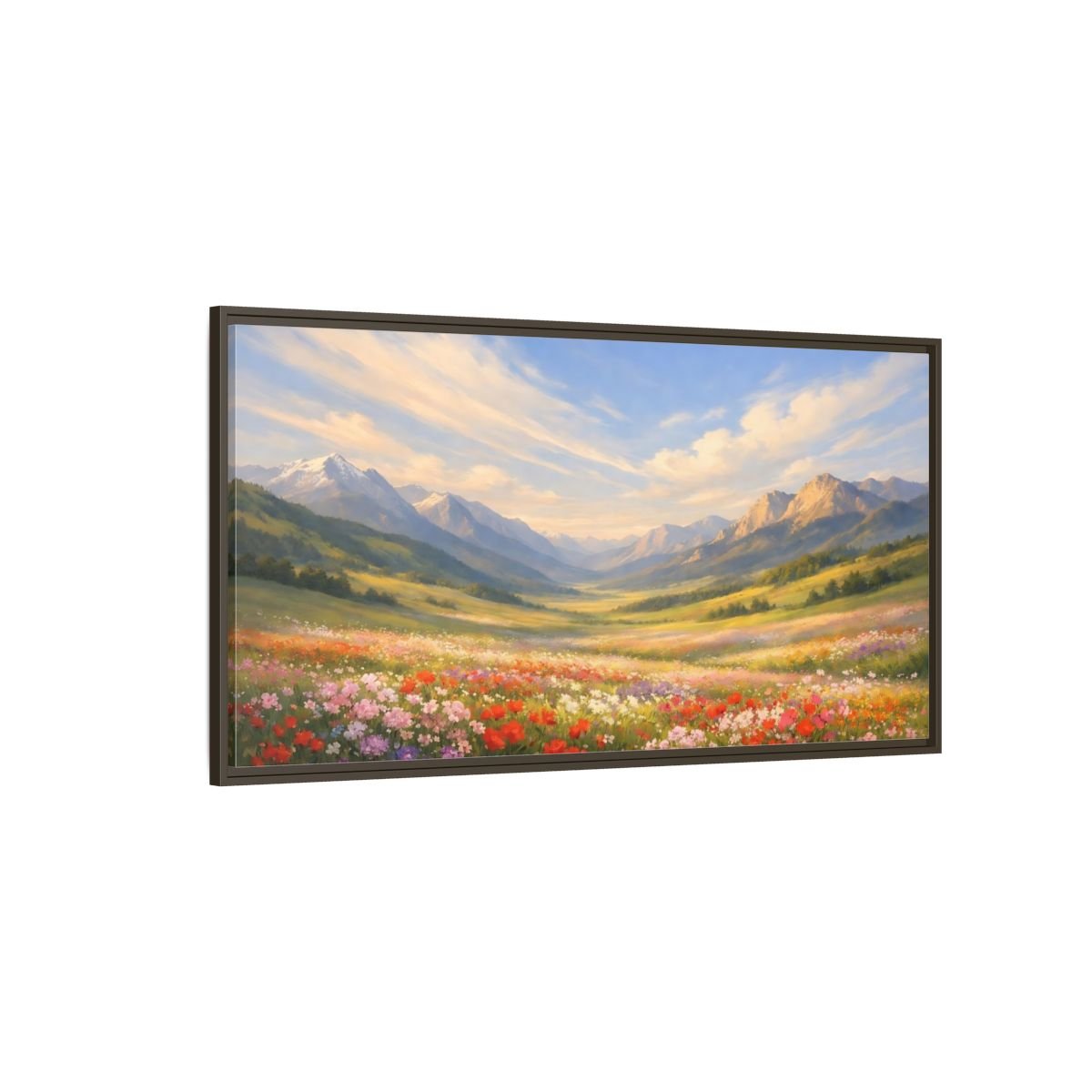Landscape Nature Wildflower Field Colorful - Framed Canvas Wall Art Print - YesArtYes