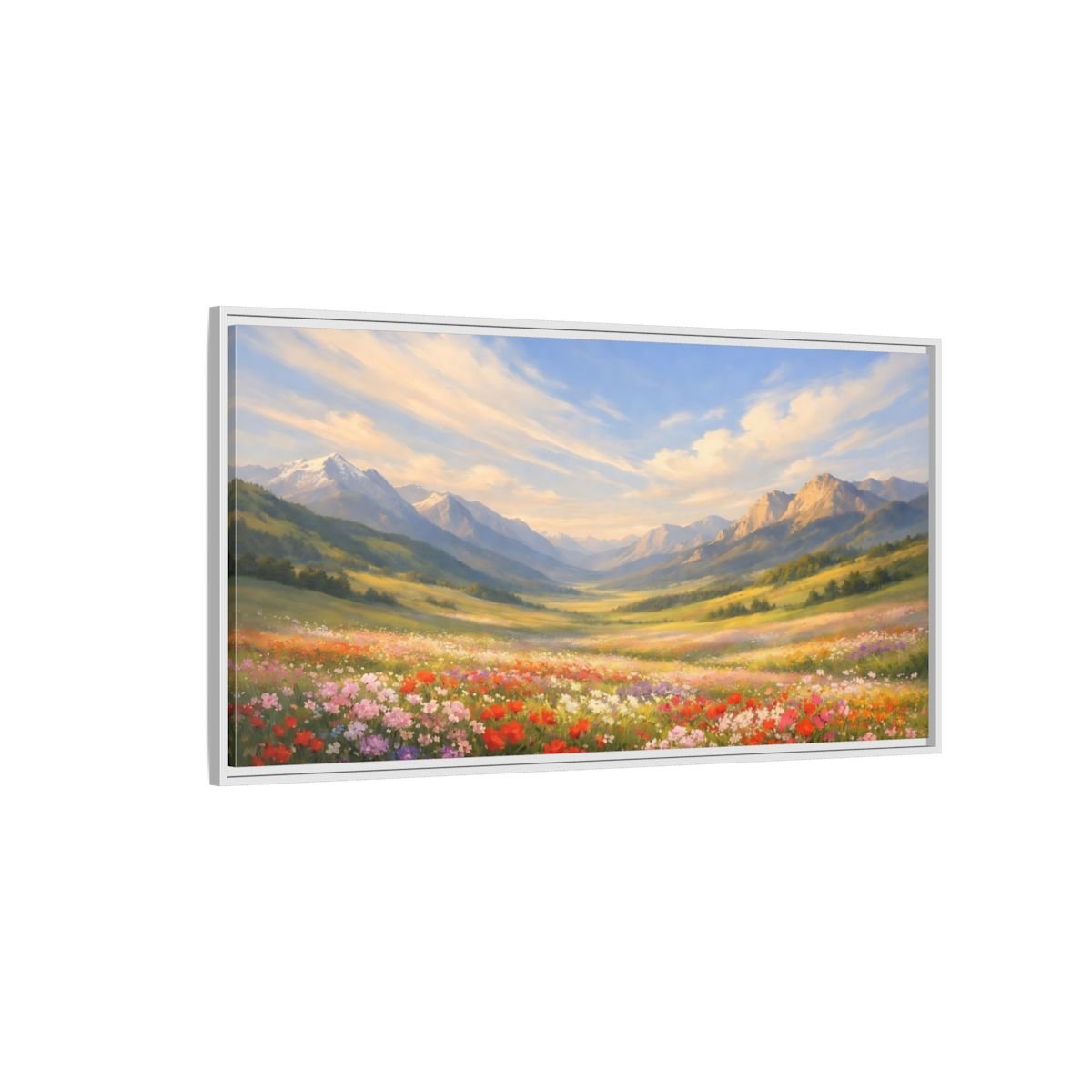 Landscape Nature Wildflower Field Colorful - Framed Canvas Wall Art Print - YesArtYes