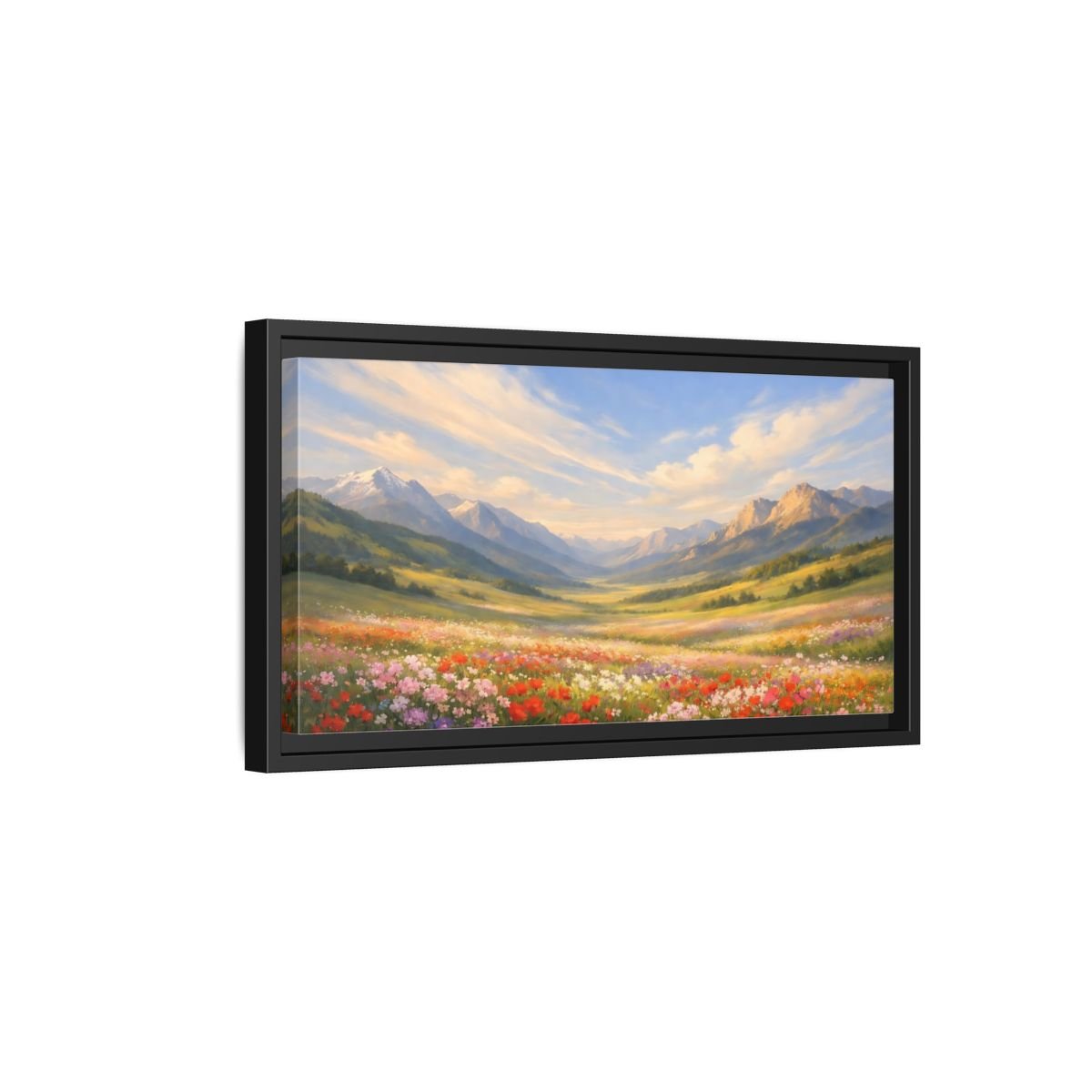 Landscape Nature Wildflower Field Colorful - Framed Canvas Wall Art Print - YesArtYes