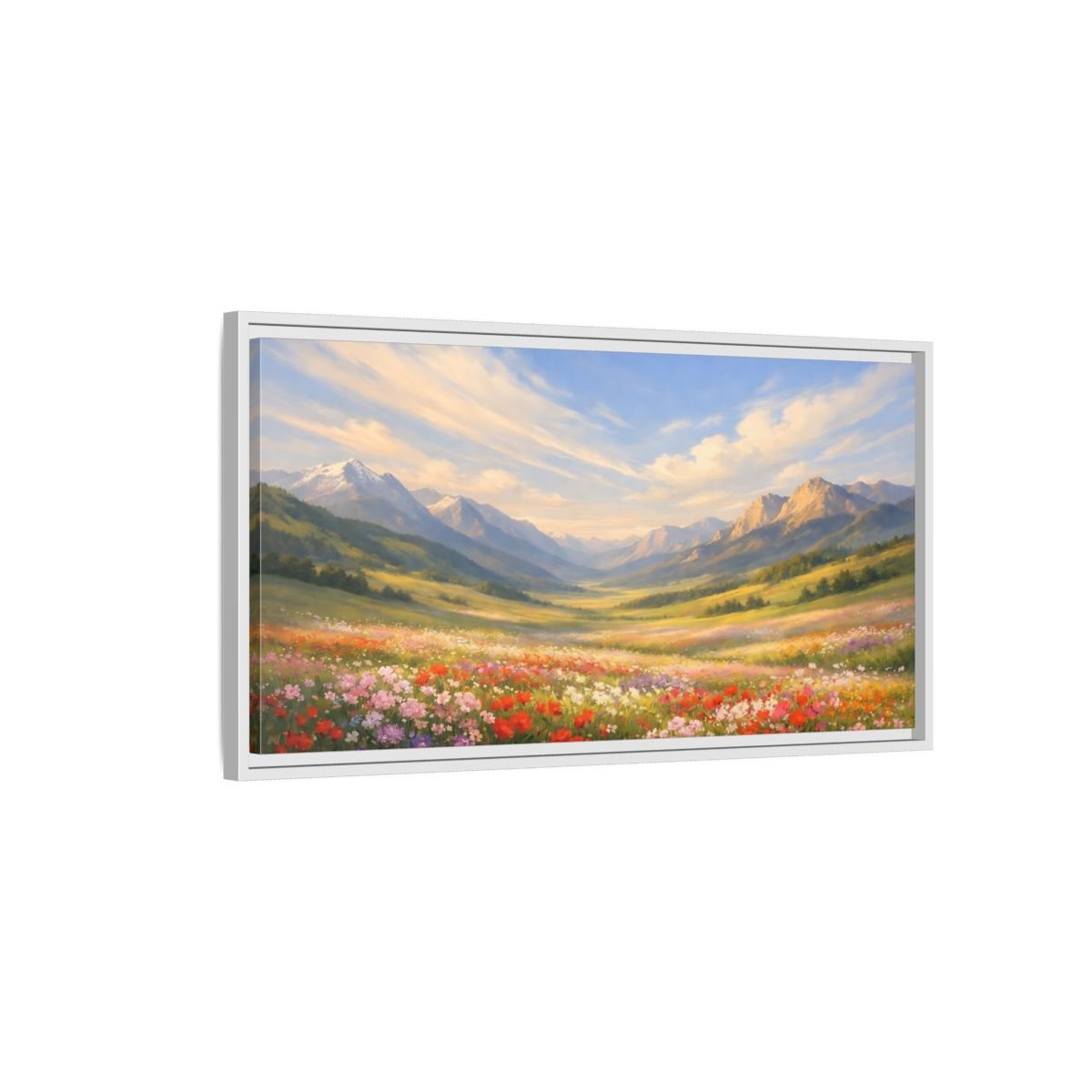 Landscape Nature Wildflower Field Colorful - Framed Canvas Wall Art Print - YesArtYes