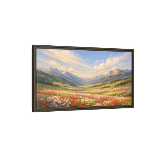 Landscape Nature Wildflower Field Colorful - Framed Canvas Wall Art Print - YesArtYes