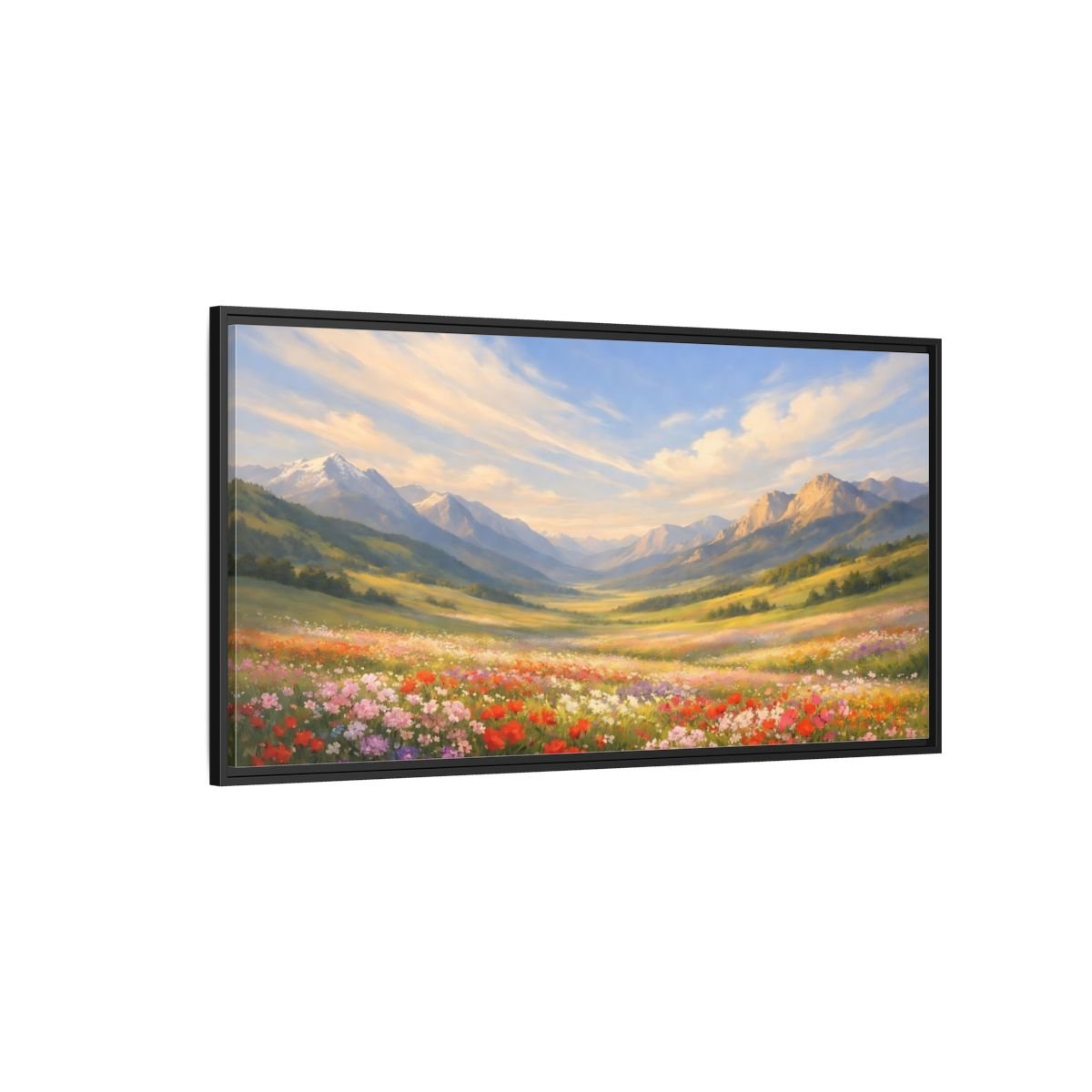 Landscape Nature Wildflower Field Colorful - Framed Canvas Wall Art Print - YesArtYes