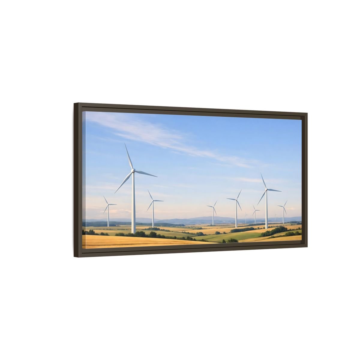 Landscape Nature Wind Turbines Farm - Framed Canvas Wall Art Print - YesArtYes