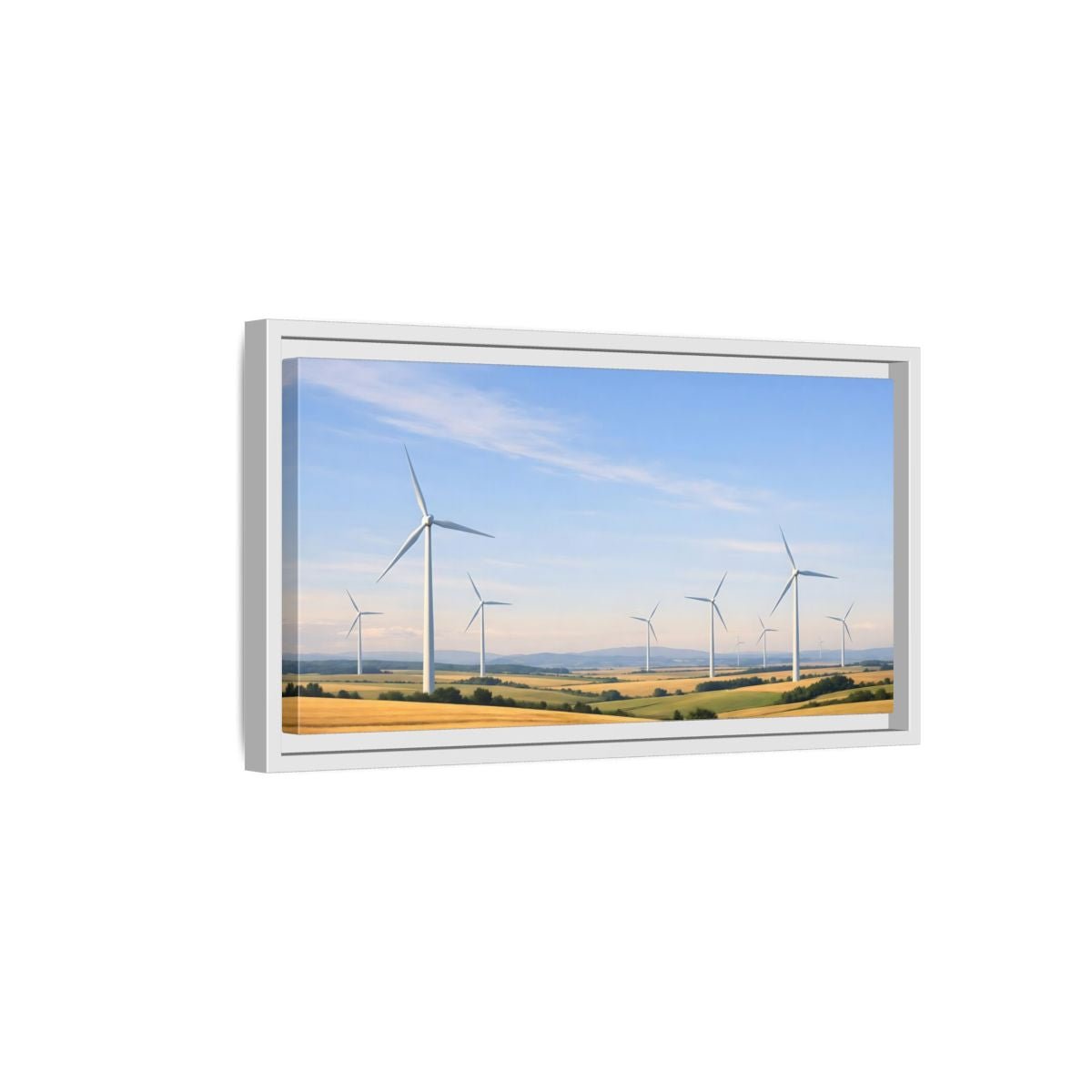 Landscape Nature Wind Turbines Farm - Framed Canvas Wall Art Print - YesArtYes