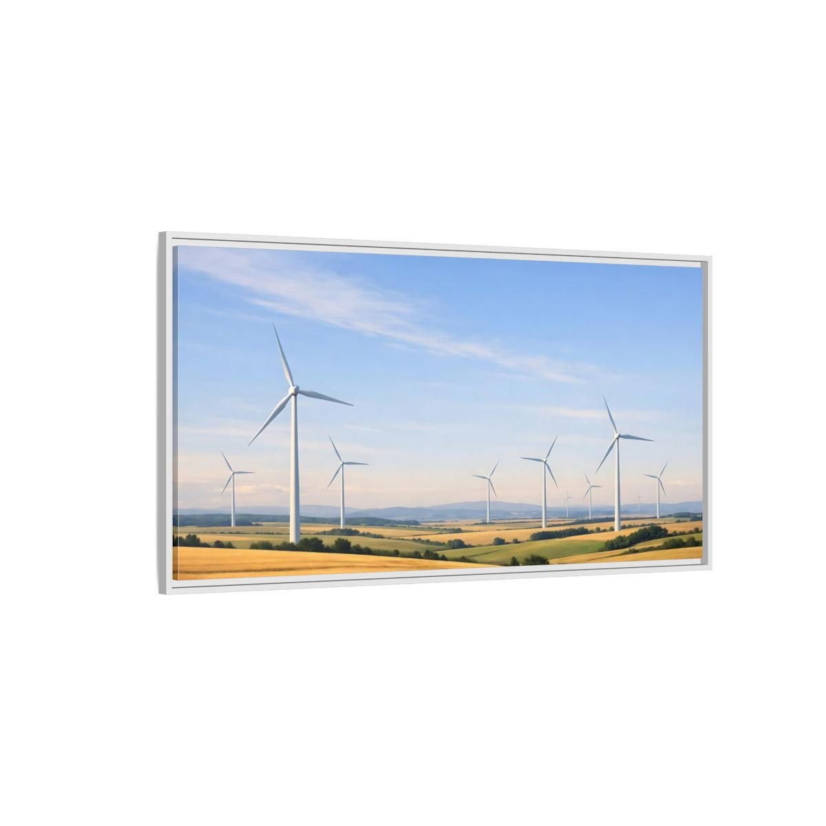 Landscape Nature Wind Turbines Farm - Framed Canvas Wall Art Print - YesArtYes