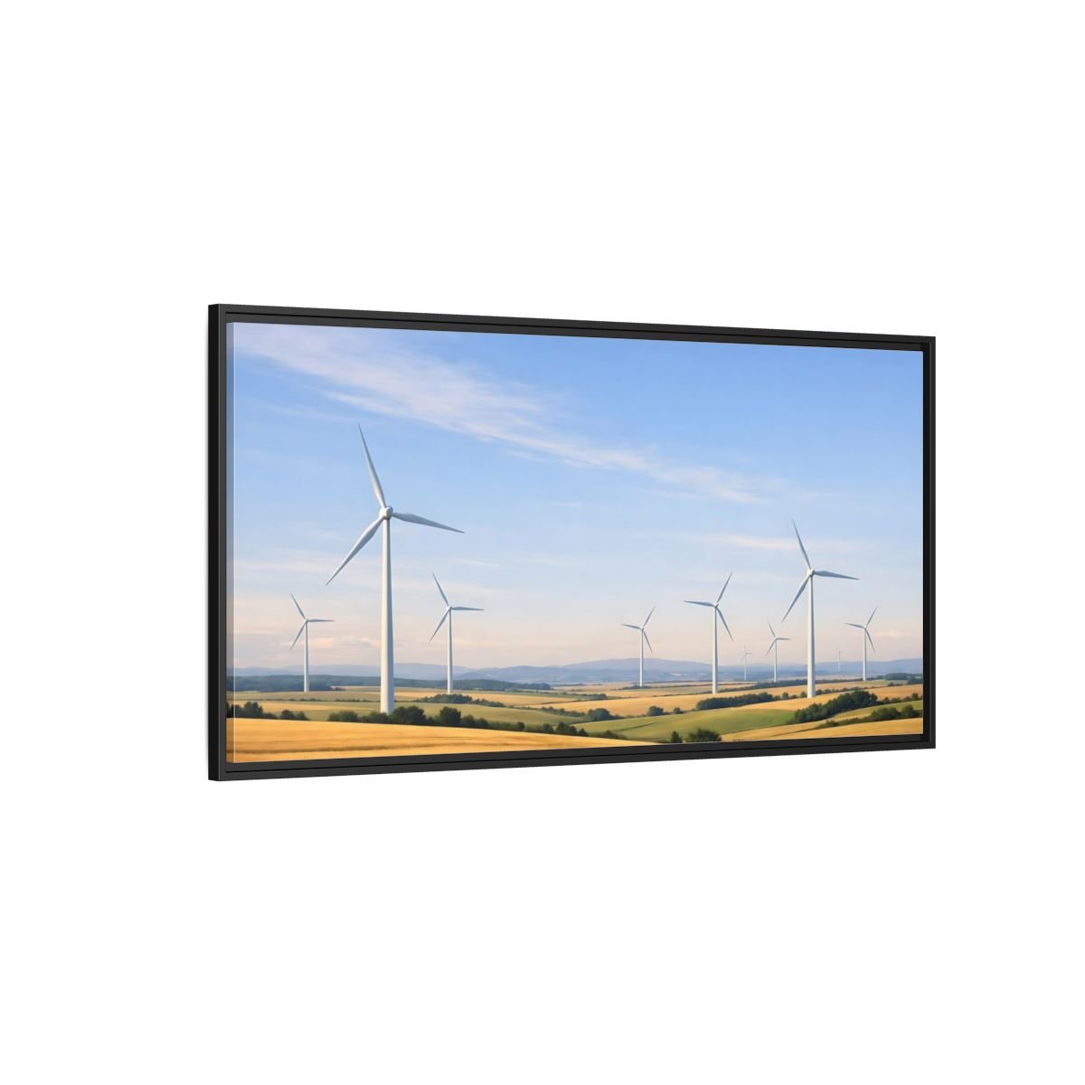 Landscape Nature Wind Turbines Farm - Framed Canvas Wall Art Print - YesArtYes