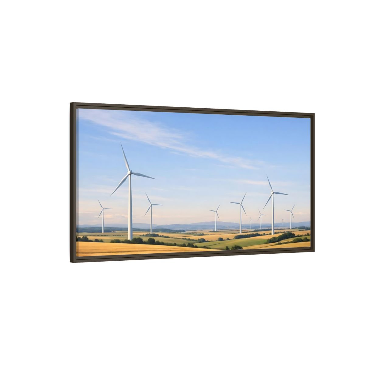 Landscape Nature Wind Turbines Farm - Framed Canvas Wall Art Print - YesArtYes