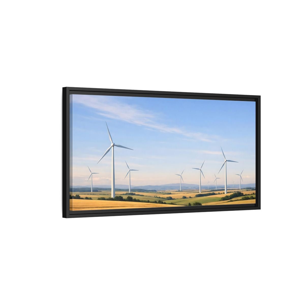 Landscape Nature Wind Turbines Farm - Framed Canvas Wall Art Print - YesArtYes