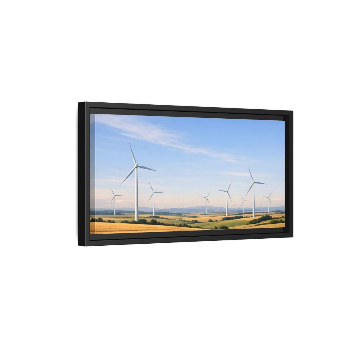 Landscape Nature Wind Turbines Farm - Framed Canvas Wall Art Print - YesArtYes