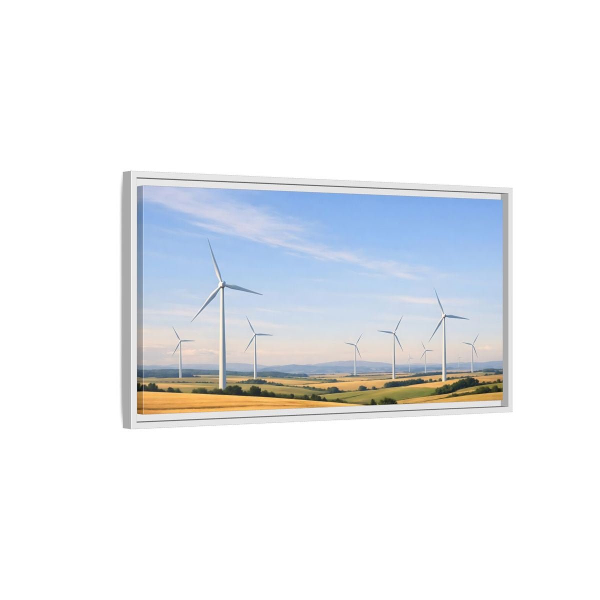 Landscape Nature Wind Turbines Farm - Framed Canvas Wall Art Print - YesArtYes