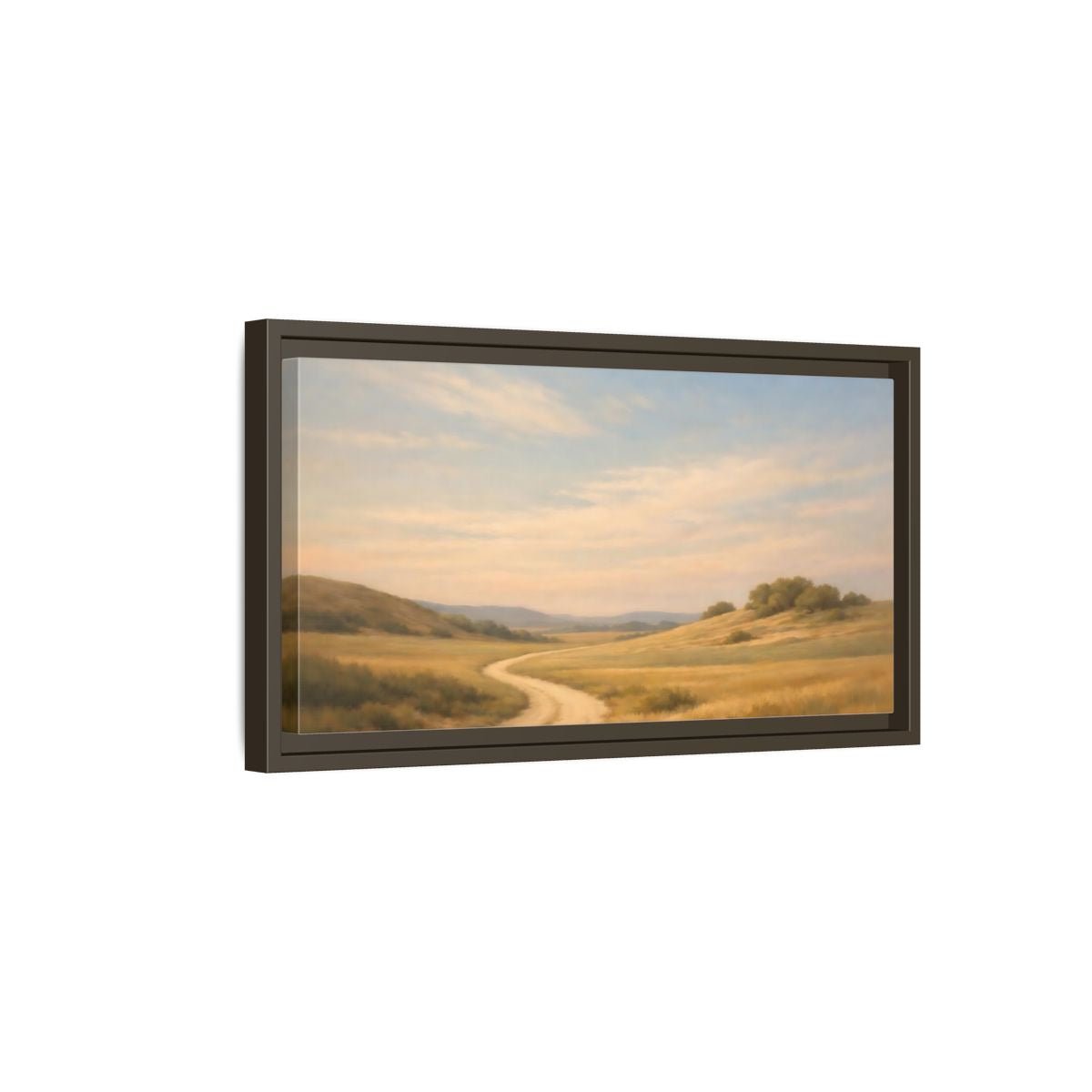 Landscape Nature Winding Road Golden Fields - Framed Canvas Wall Art Print - YesArtYes