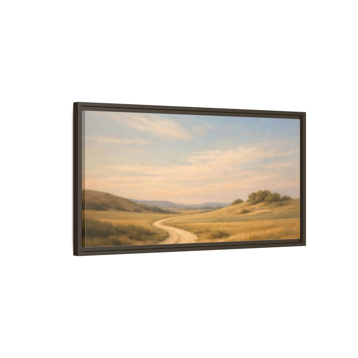 Landscape Nature Winding Road Golden Fields - Framed Canvas Wall Art Print - YesArtYes