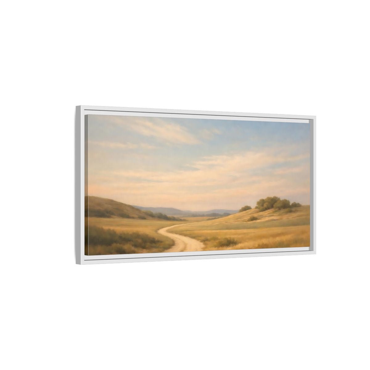 Landscape Nature Winding Road Golden Fields - Framed Canvas Wall Art Print - YesArtYes