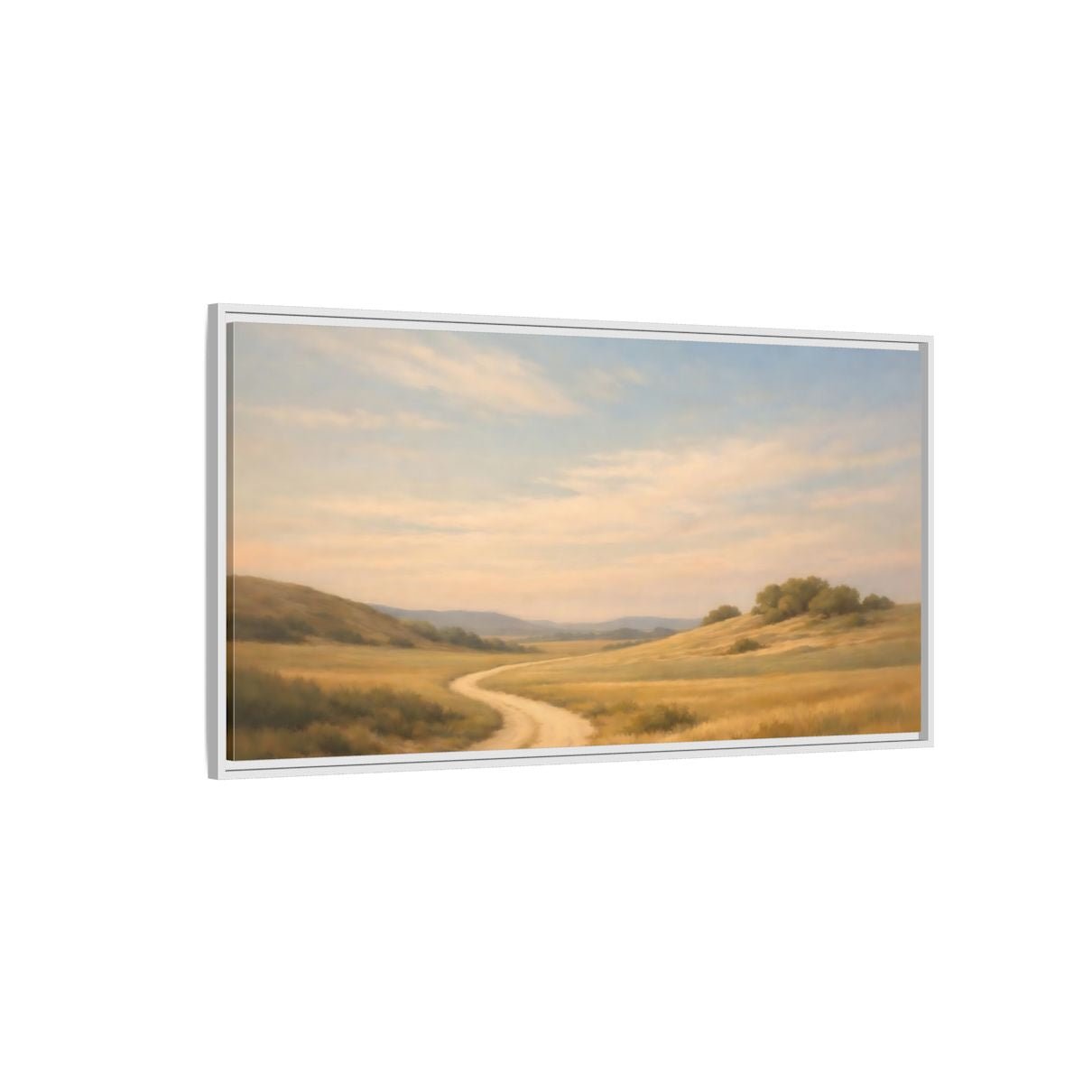 Landscape Nature Winding Road Golden Fields - Framed Canvas Wall Art Print - YesArtYes