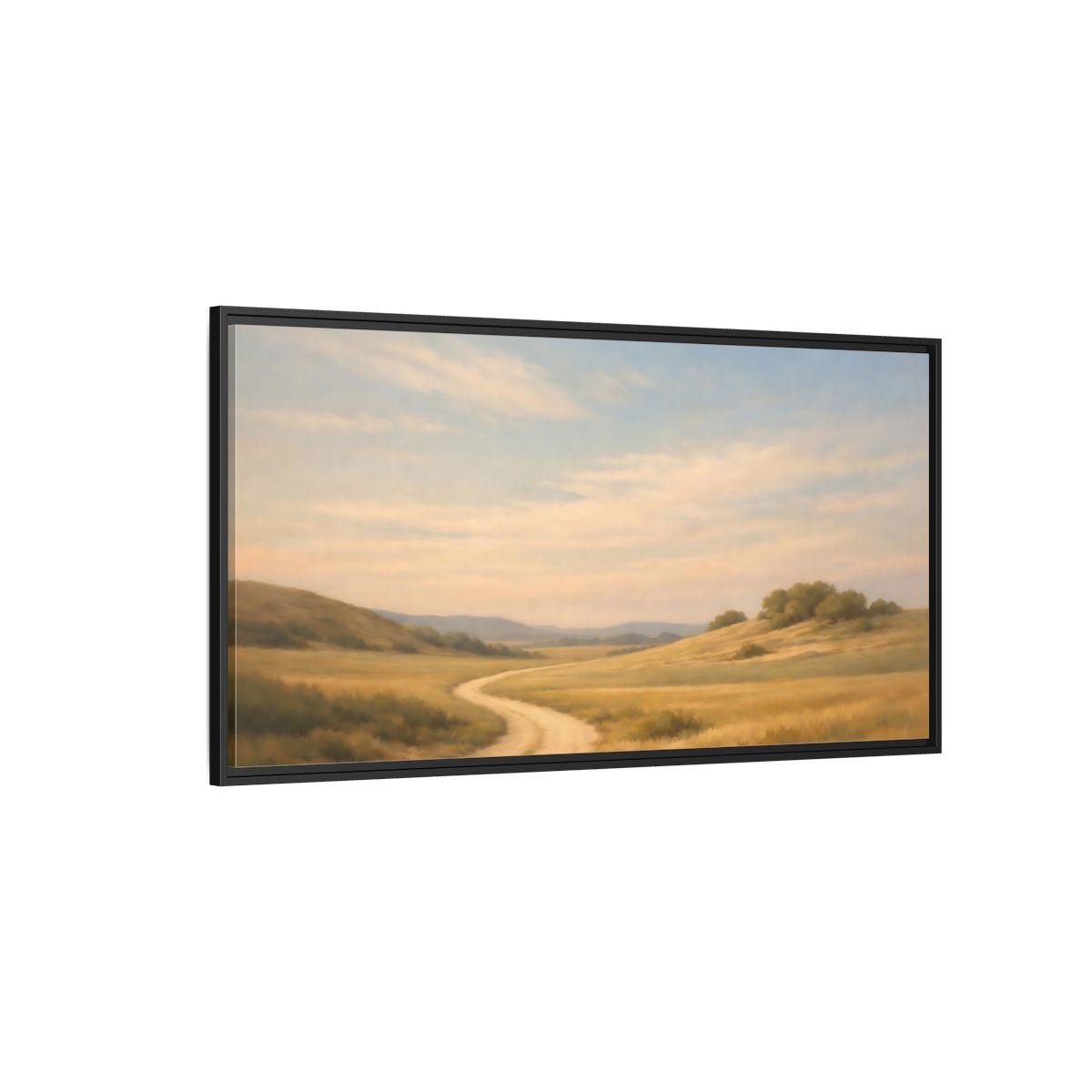 Landscape Nature Winding Road Golden Fields - Framed Canvas Wall Art Print - YesArtYes